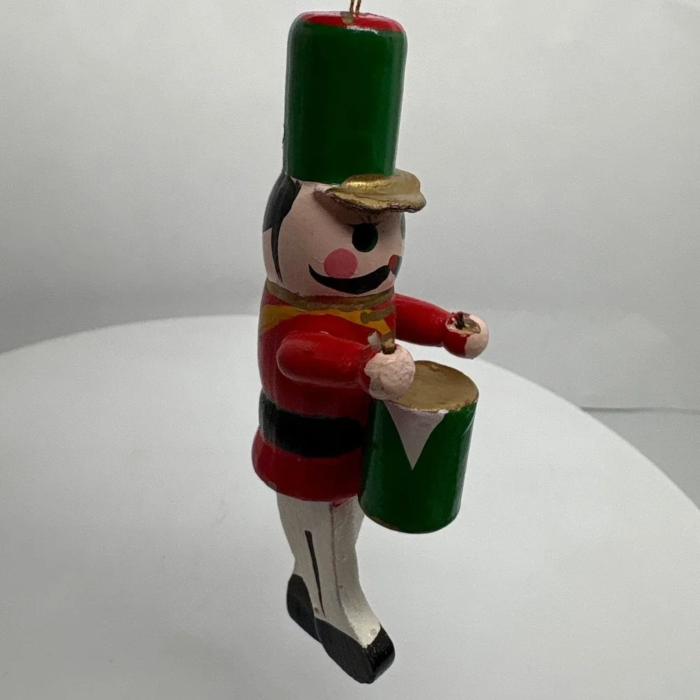 Vintage Wooden Drummer‎ Soldier Christmas Ornament Hand Painted Toy Decoration
